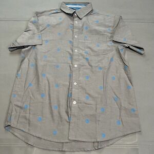 AT&T Employee Worker Men Button Down Shirt Gray Cotton M Internet Cell Phone4379